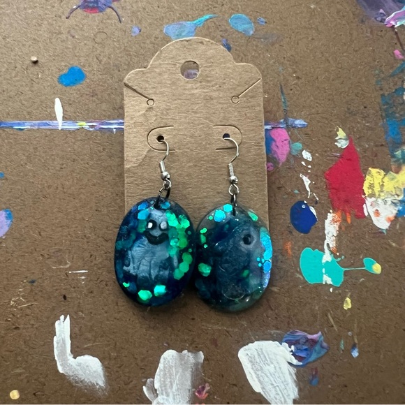 Sea Life Ocean Blue Earrings - Picture 2 of 8